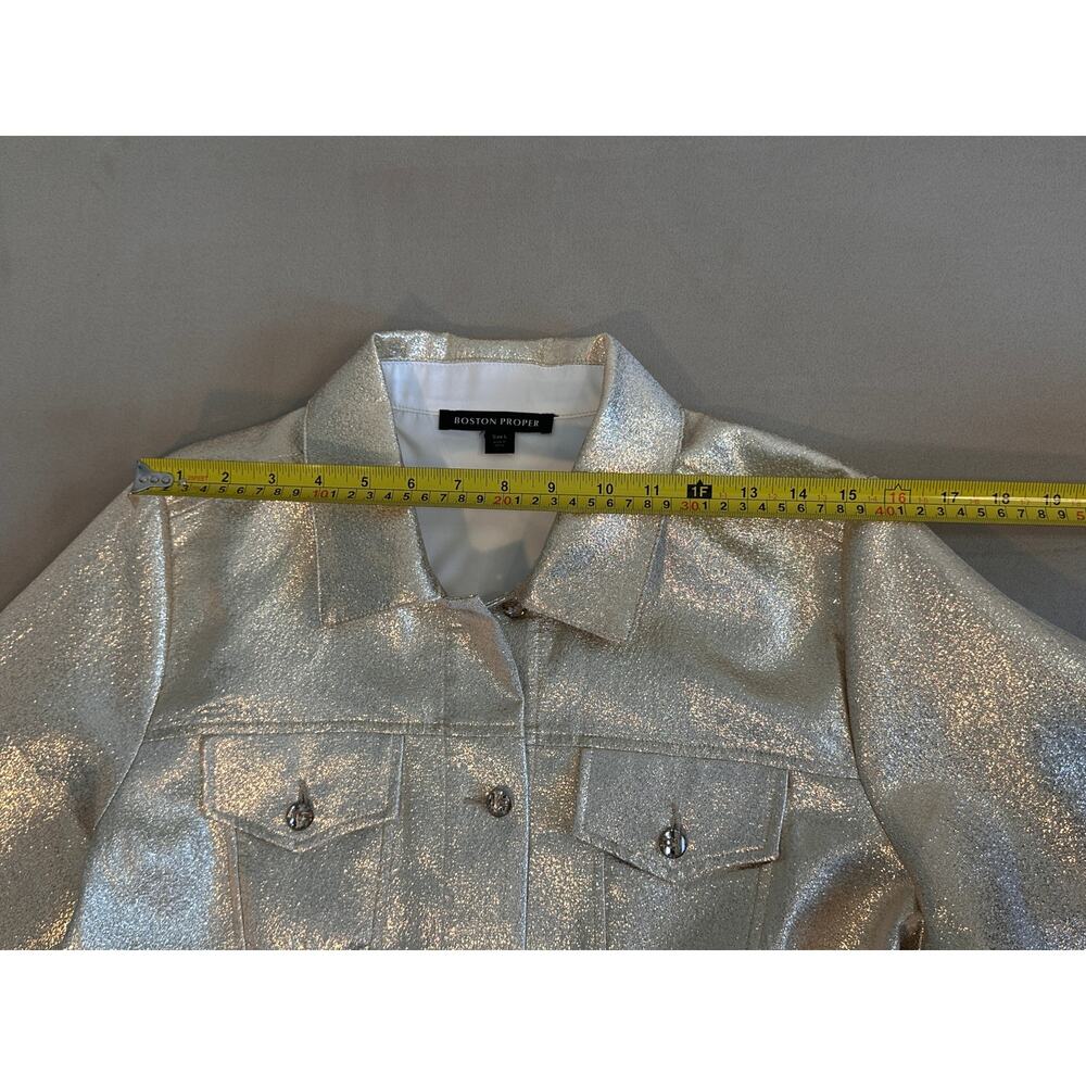 Boston Proper Gold Metallic Large Button-Up Jacket - Picture 6 of 12